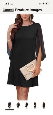 Rumia Black Flutter Sleeve Shift Dress Size XL NWT